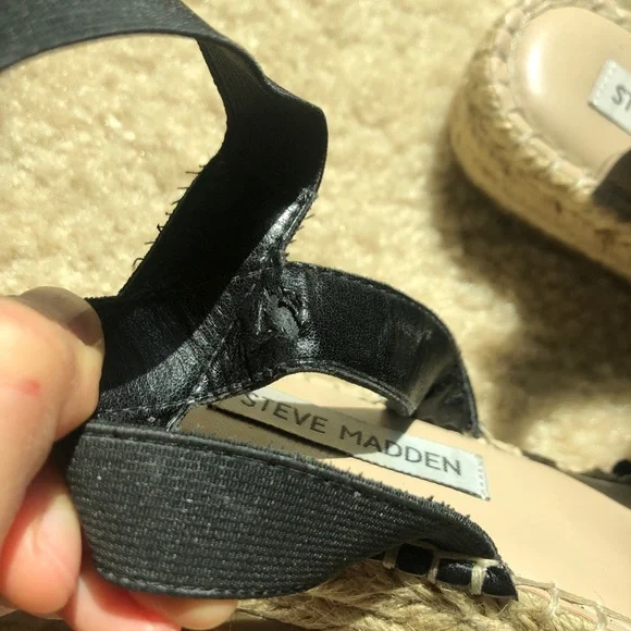 Steve Madden Black Suede Espadrilles Size 6.5 - Picture 3 of 6